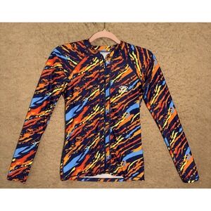 Axesea Rash Guard Swim Shirt Womens Sz 4 Blue Orange Full Zip Stretch UPF 50+